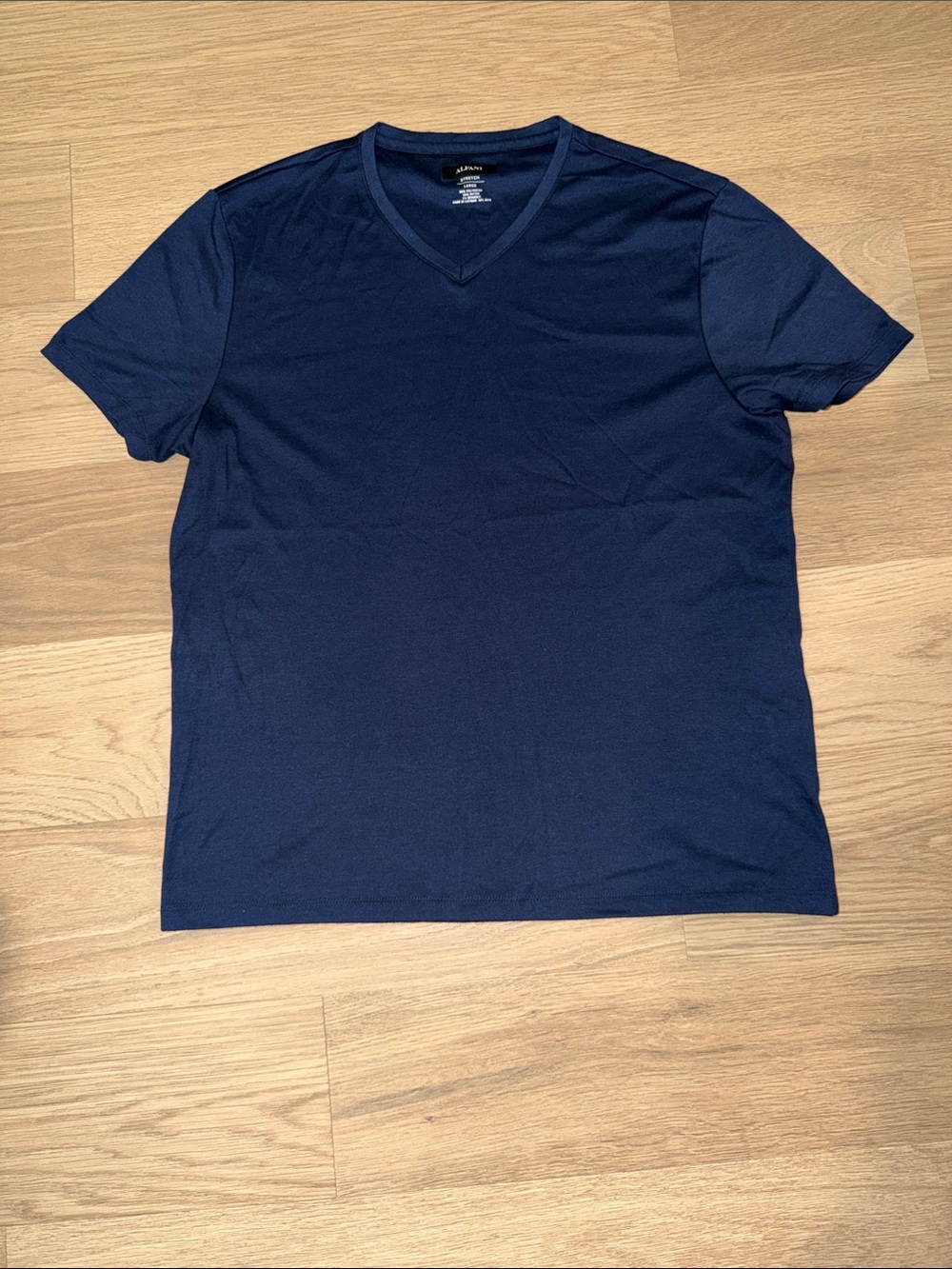 Alfani Men Navy Blue V-Neck Short Sleeve Tee